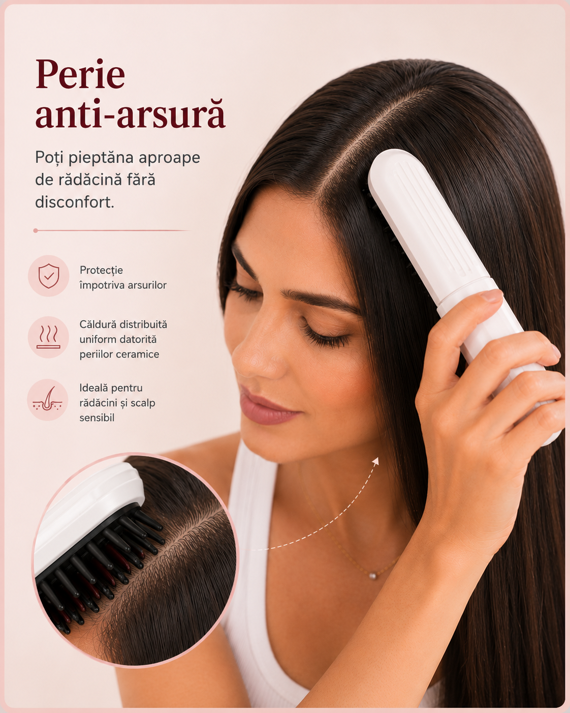 Perie Electrică Wireless pentru Îndreptarea Părului